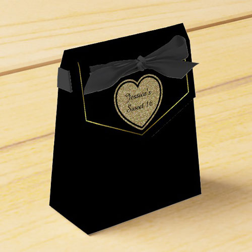 Black And Gold Sweet 16 Favor Gift Box