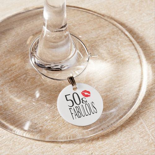 Fabulous Fifty Wine Glass Charm