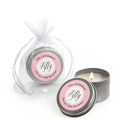 Personalized Chic 50th Birthday Party Favors Candle Tins