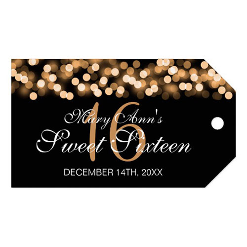 Sweet 16 Birthday Party Hollywood Glam Gold Gift Tags