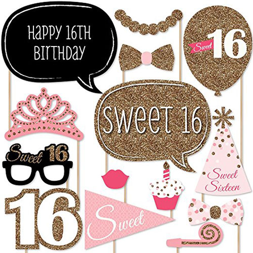 Sweet 16 Birthday Photo Booth Props Kit